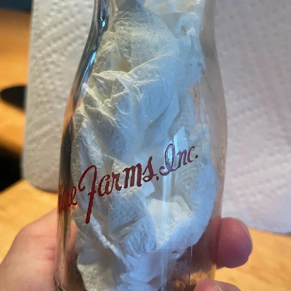 Fillmore farms, Inc  milk glass 5 1/2 tall          some scratches  on it - Picture 2 of 5